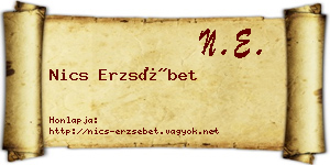 Nics Erzsébet névjegykártya